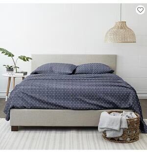 NEW! Casual Comfort iEnjoy QUEEN 4PC Premium Polka Dot Pattern Sheet Set Navy